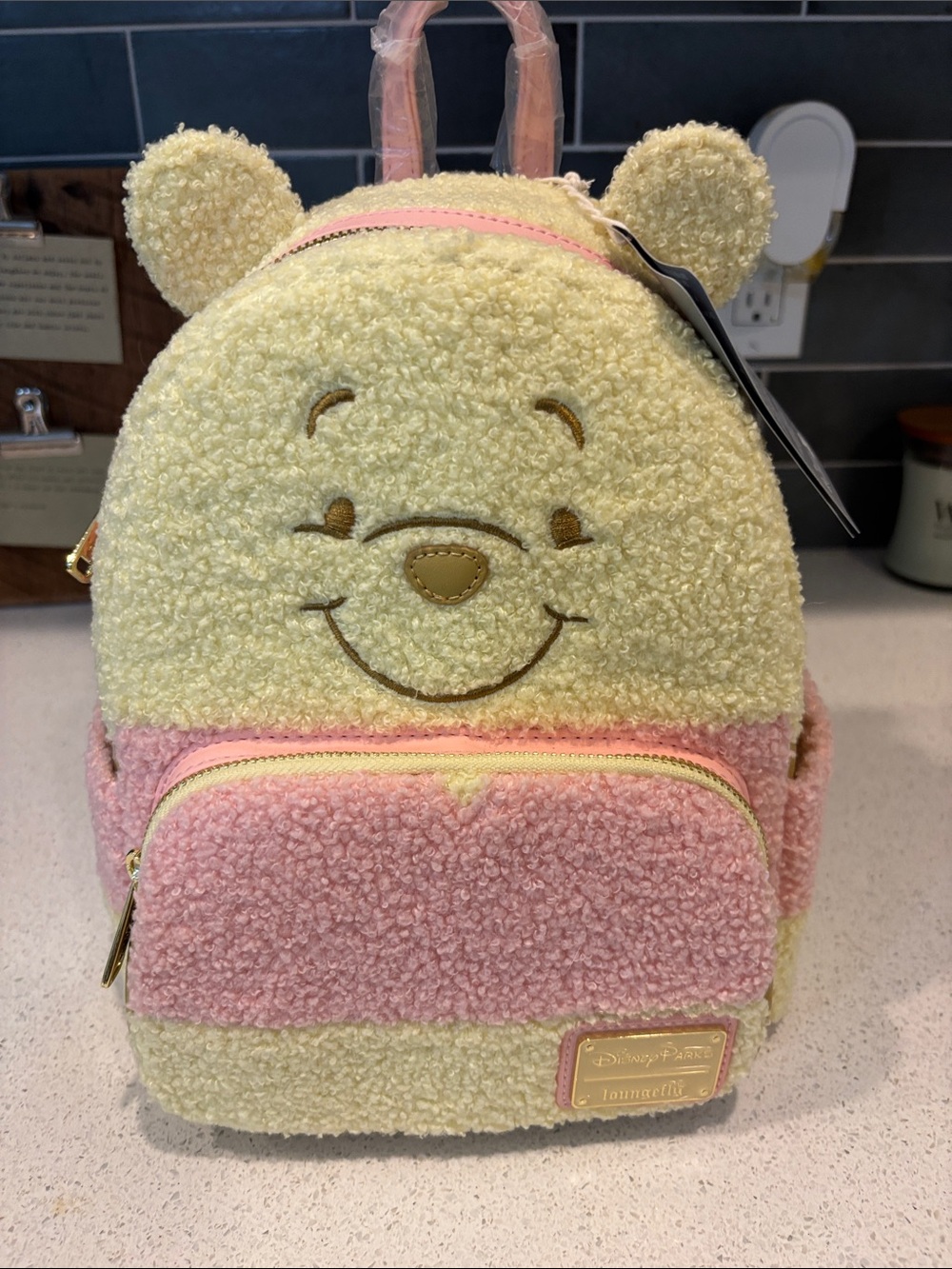 Disney Yellow & Pink Winnie the Pooh Sherpa Loungefly Backpack NWT